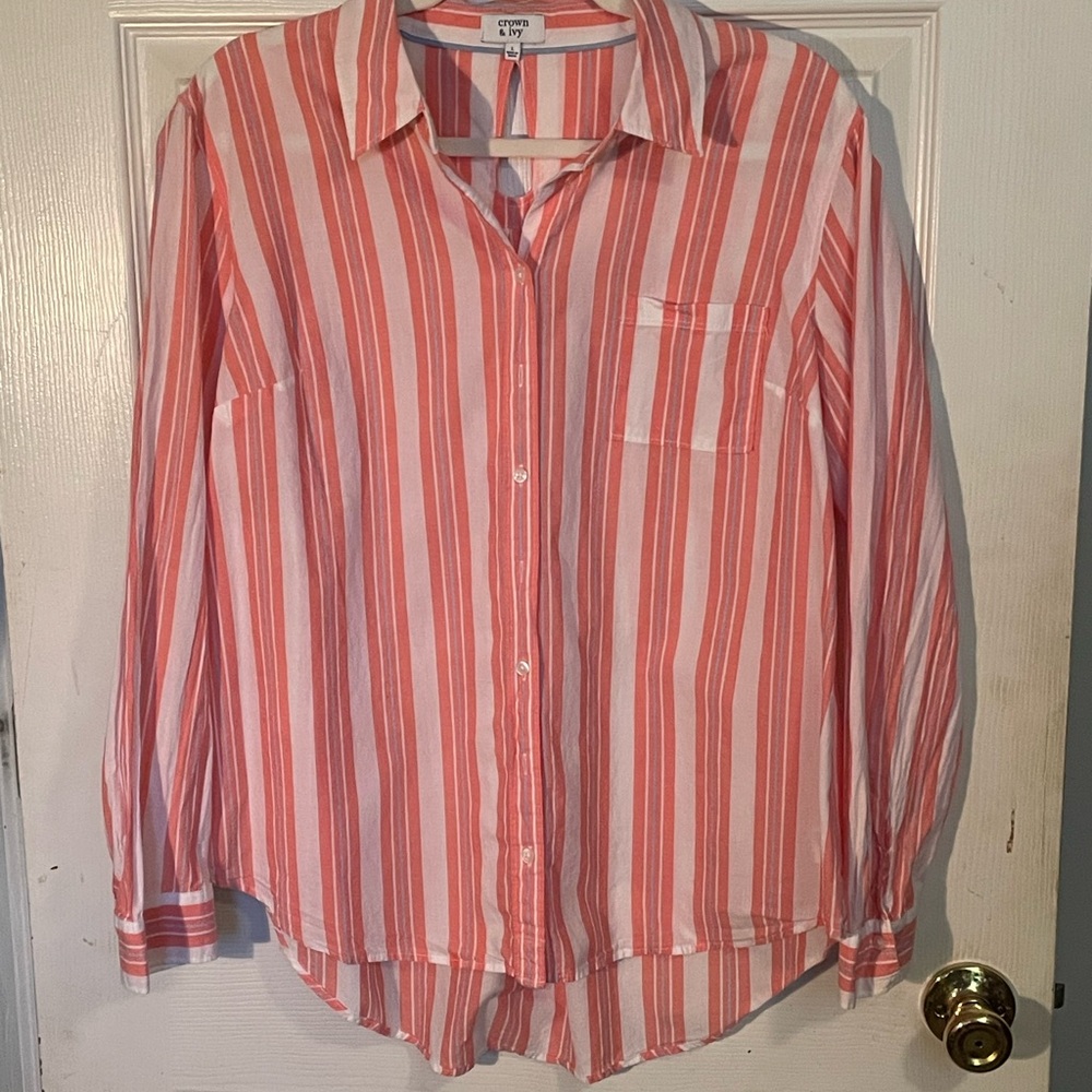 Crown&Ivy  striped button up top size L